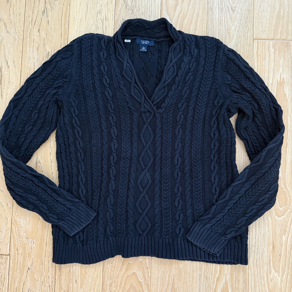 Womens Chunky Cable Knit Sweater academia Preppy Old Money size L